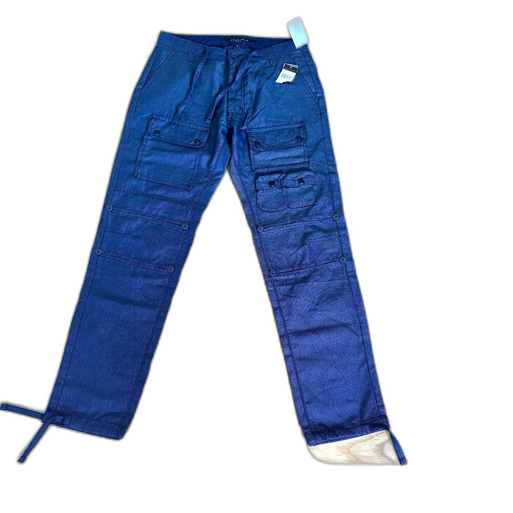 Sean John Men's Navy Blue Cargo Pants Size 30 NWT Utility Streetwear Y2K Hip Hop